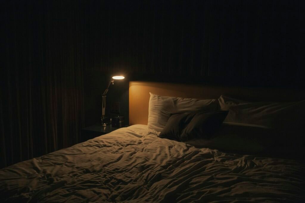 Dim warm night light in a bedroom
