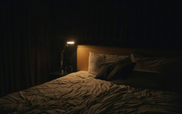 Dim warm night light in a bedroom